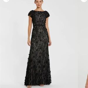Mac Duggal Black Flutter Sleeve Gown